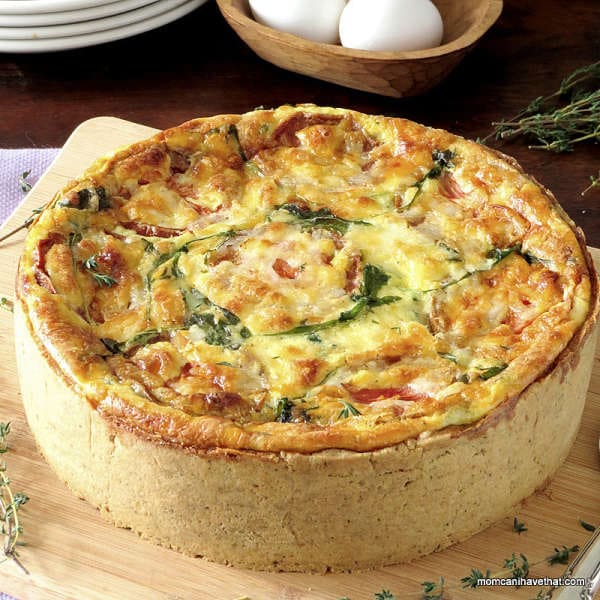 Ham &amp; Arugula Quiche with Creamy Havarti &amp; Smoked Gouda Cheese