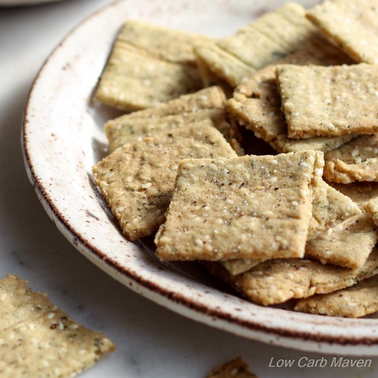 Crispy Almond Sesame Crackers | low carb, dairy-free, gluten-free, paleo, keto, thm | LowCarbMaven.com