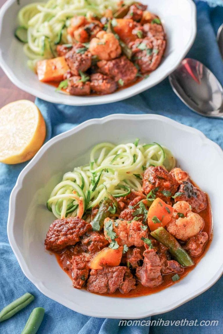 Low carb beef curry stew with winter vegetables is a and easy coconut curry. #lowcarb #keto #beefstew #curry #beefcurry 