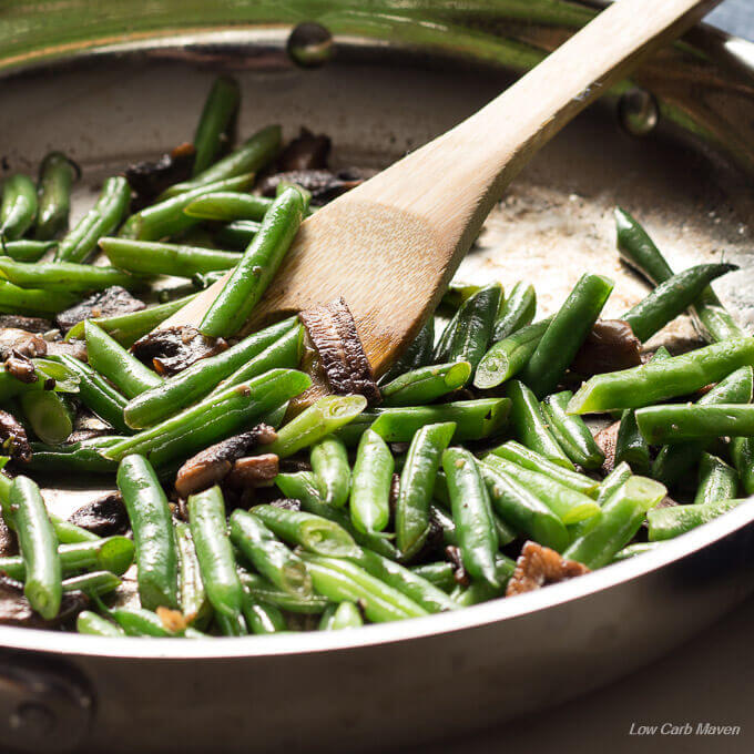 This healthy Green Bean Mushroom Saute is a perfect low carb & keto side.