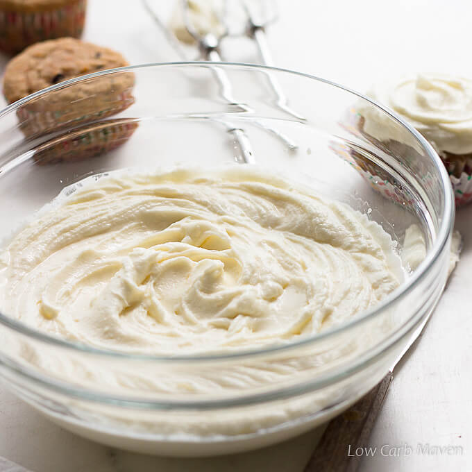 Low Carb Sugar Free Cream Cheese Frosting is easy, silky and ketogenic.