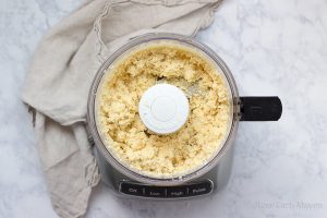 Gluten free low carb focaccia dough in a food processor.
