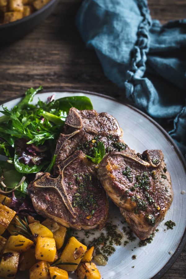 Lamb With Mint Sauce and Rosemary Roasted Rutabagas